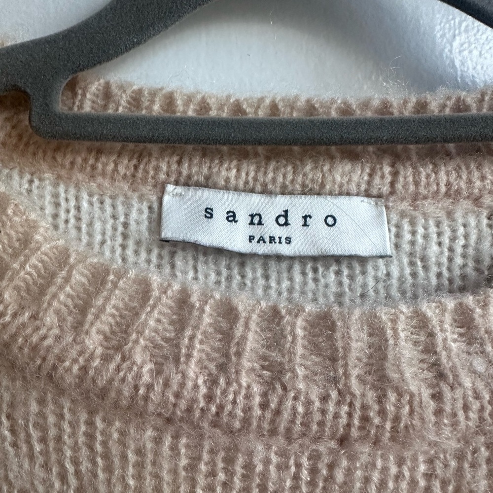 Sandro Beige and White Mohair Sweater - Picture 2 of 4